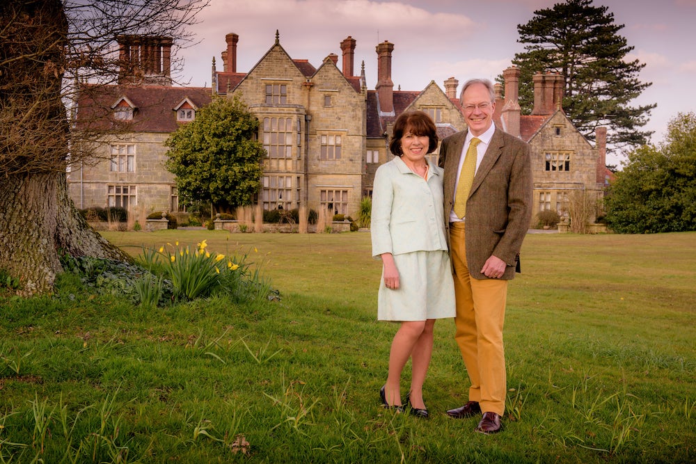 Mr and Mrs Stephenson Clarke, in front of the Elizabethan House. Image: Jim Holden