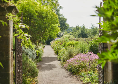View along Paradise Walk at Borde Hill - herbaceous border in summertime